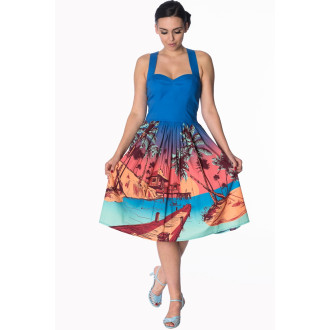 HOLKY / GIRLS - Dámské šaty Rockabilly Retro Pin Up Banned Tropical Strappy Dress